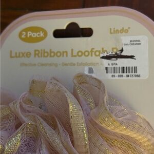 Lindo Luxe Ribbon Loofah 2 Pack Exfoliation Sponges New